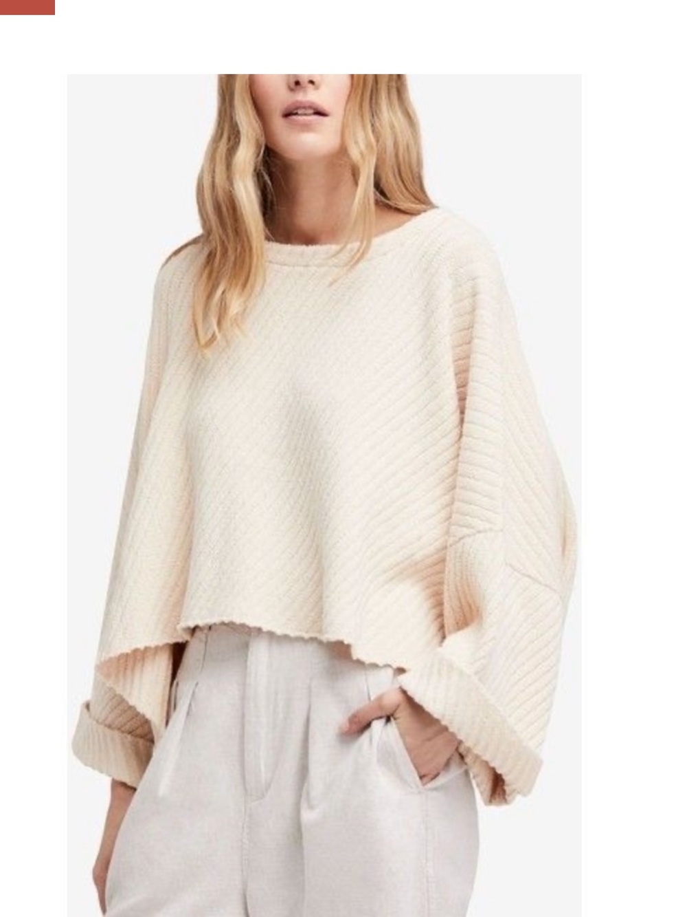 Free People I Can’t Wait Crew Sweater in Cream NWT